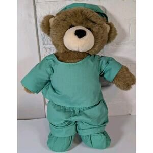 Build A Bear Clothes Doctor Nurse Scrubs Outfit Uniform Green VTG Brown Plush